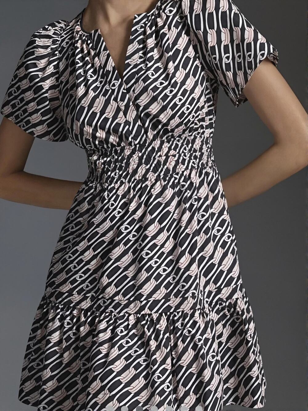 NWT By Anthropologie Somerset Mini Dress Black Pink Link SP
